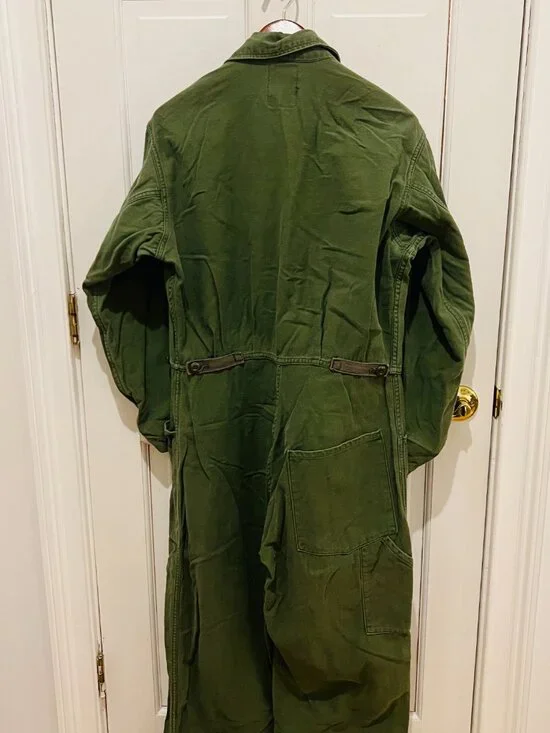 vintage US Military Type I OG-107 sateen coveralls made from olive green cotton - Picture 10 of 16